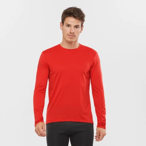 Red Salomon Agile Long Sleeve Men's T-Shirts | PH 18265M